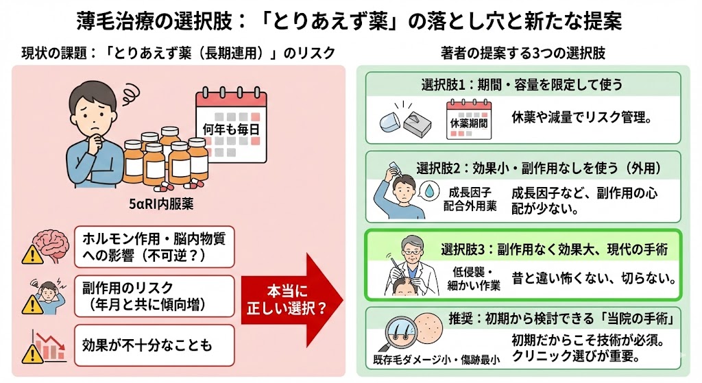薄毛治療の選択肢:「とりあえず薬」の落とし穴と新たな提案